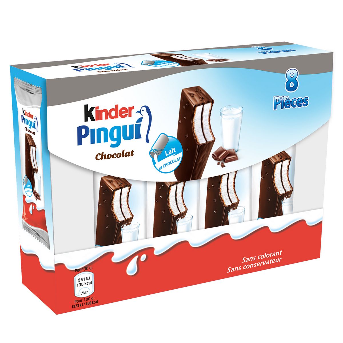 KINDER PINGUI Gâteau frais au lait et chocolat 8x30g