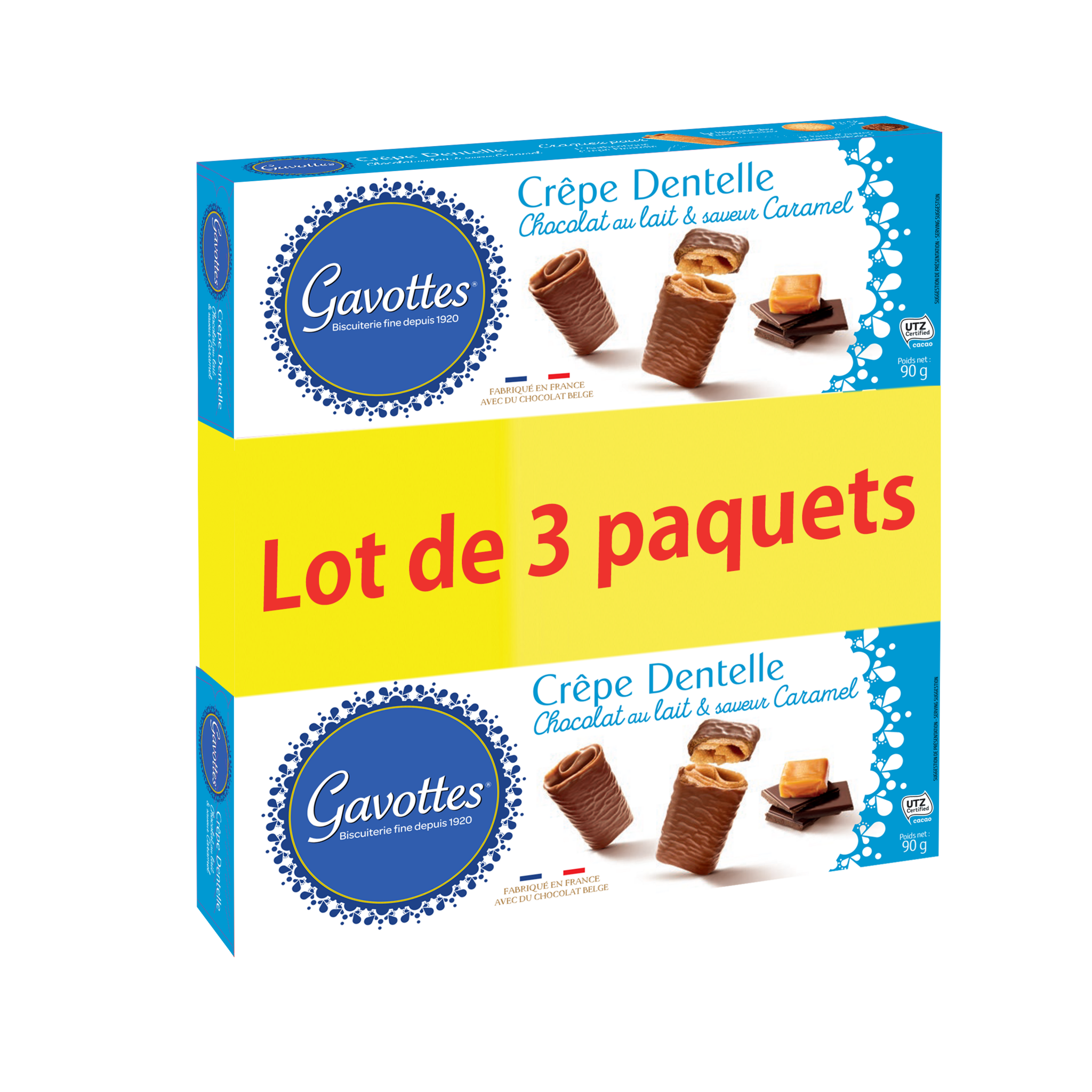 Gavottes - Crêpe Dentelle Nature 125G - Lot De 5 - Vendu Par Lot