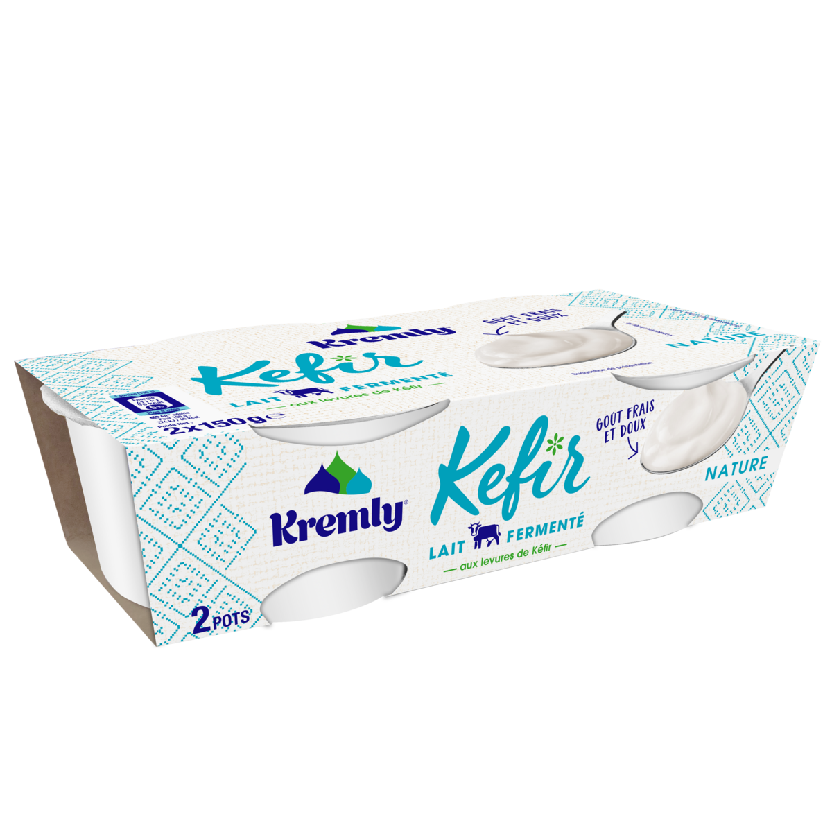 KREMLY Kefir yaourt au lait fermenté nature 2x150g