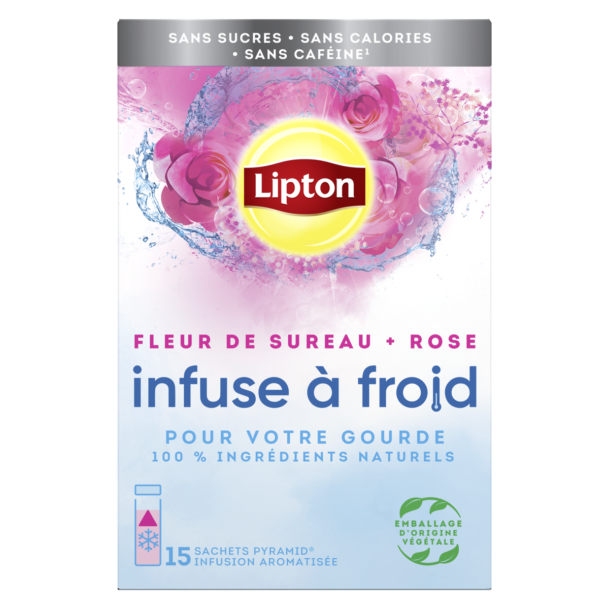 LIPTON Infusion à froid fleur de sureau et rose  15 sachets 37g
