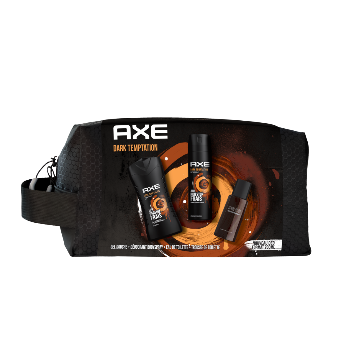 AXE Trousse Dark Temptation Homme eau de toilette gel douche et déodorant 3 produits 1 trousse