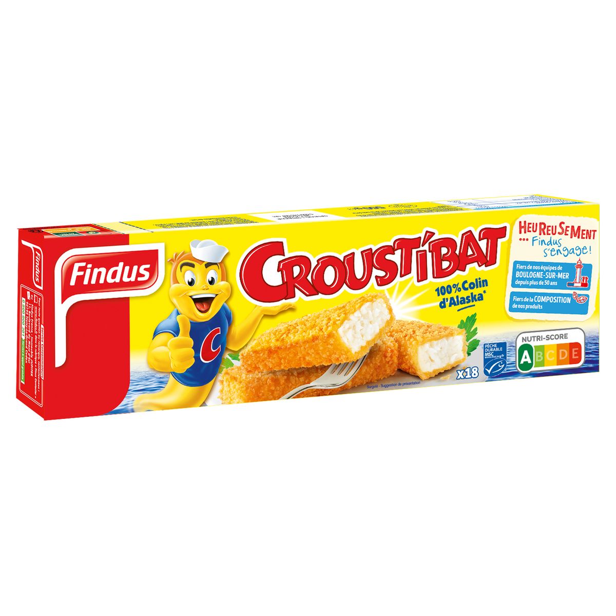 FINDUS Croustibat bâtonnet de pané de colin d'Alaska MSC 18 pièces 550g