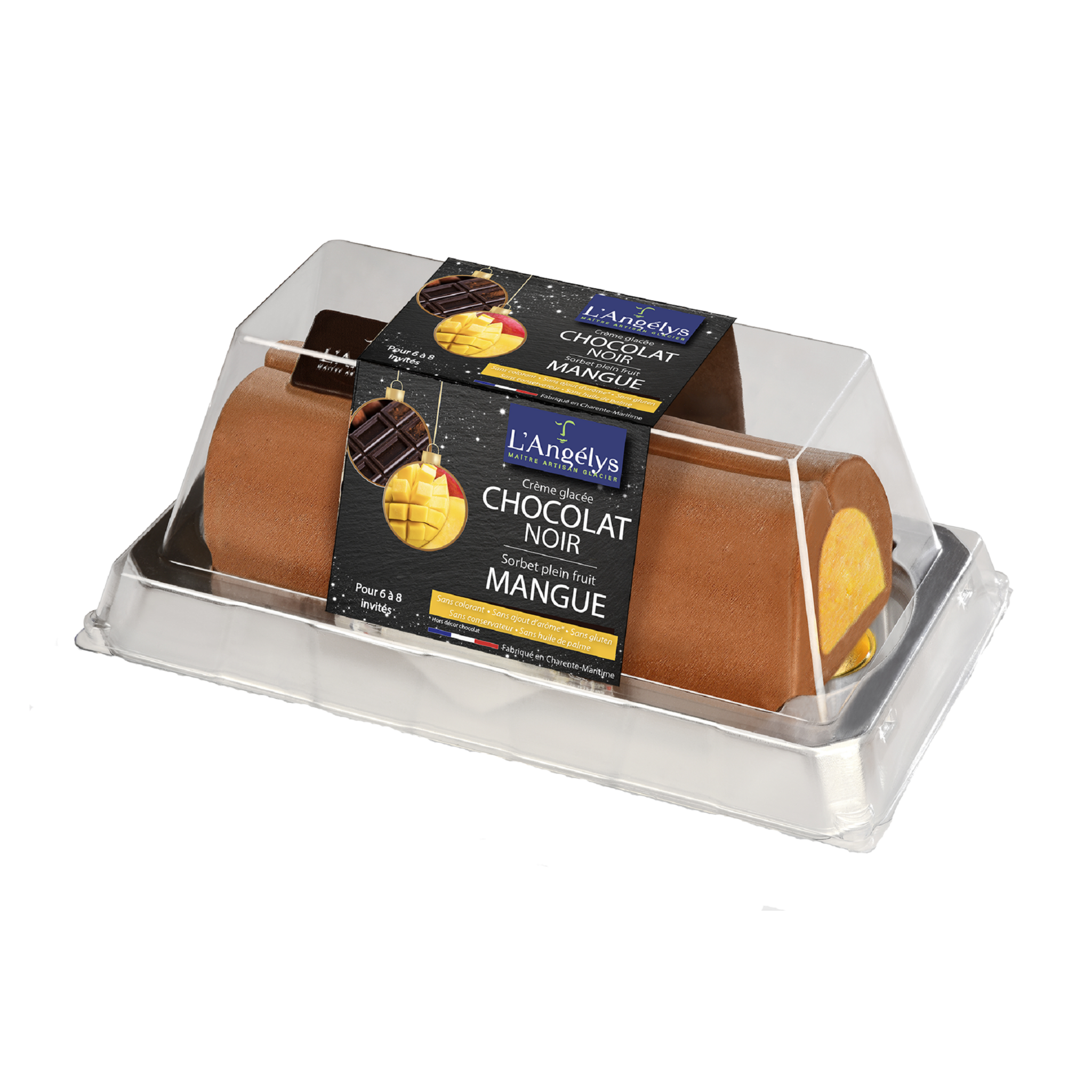 L'ANGELYS Crème glacée chocolat noir Sorbet plein fruit 500g