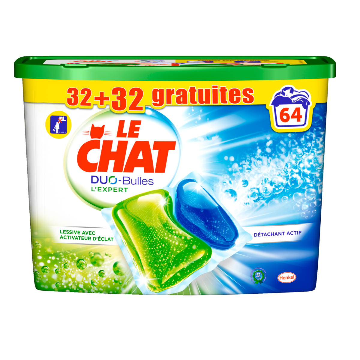 LE CHAT Duo-billes Lessive en capsules l'expert 32 + 32 capsules offertes 1.472kg