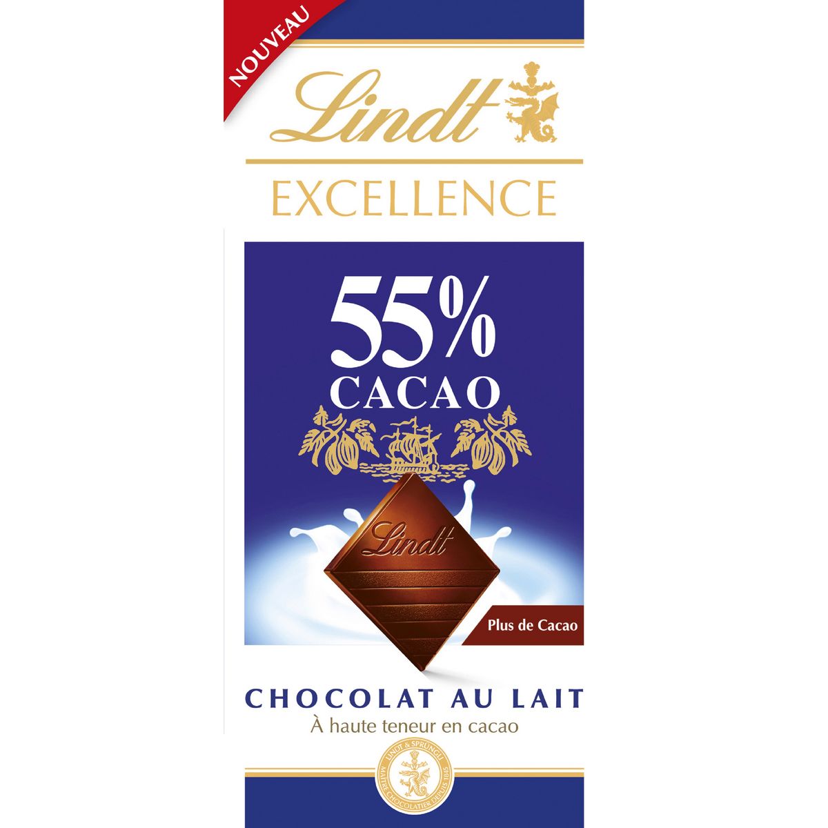 LINDT Excellence tablette chocolat au lait 55% de cacao 1 pièce 80g