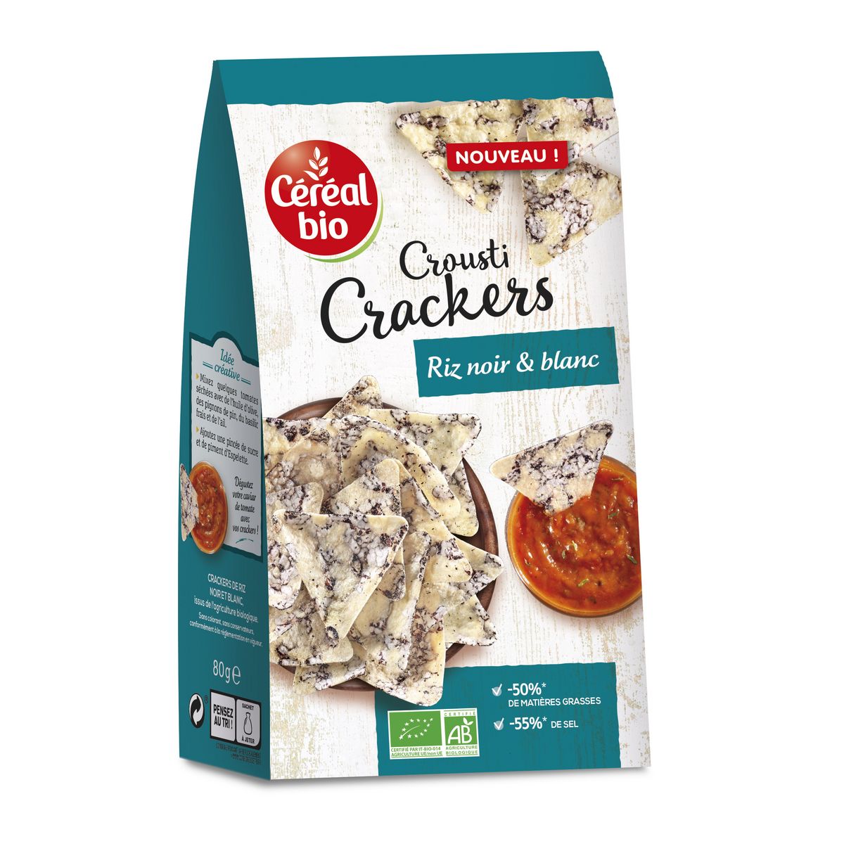 CÉRÉAL BIO Crousti Crakers riz noir et blanc 80g