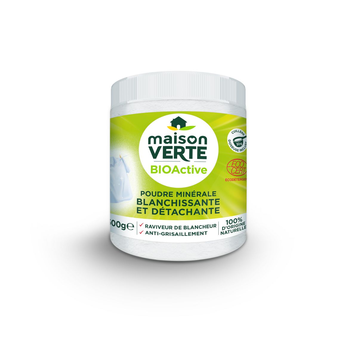 MAISON VERTE Poudre minérale blanchissante et détachante écologique 500g