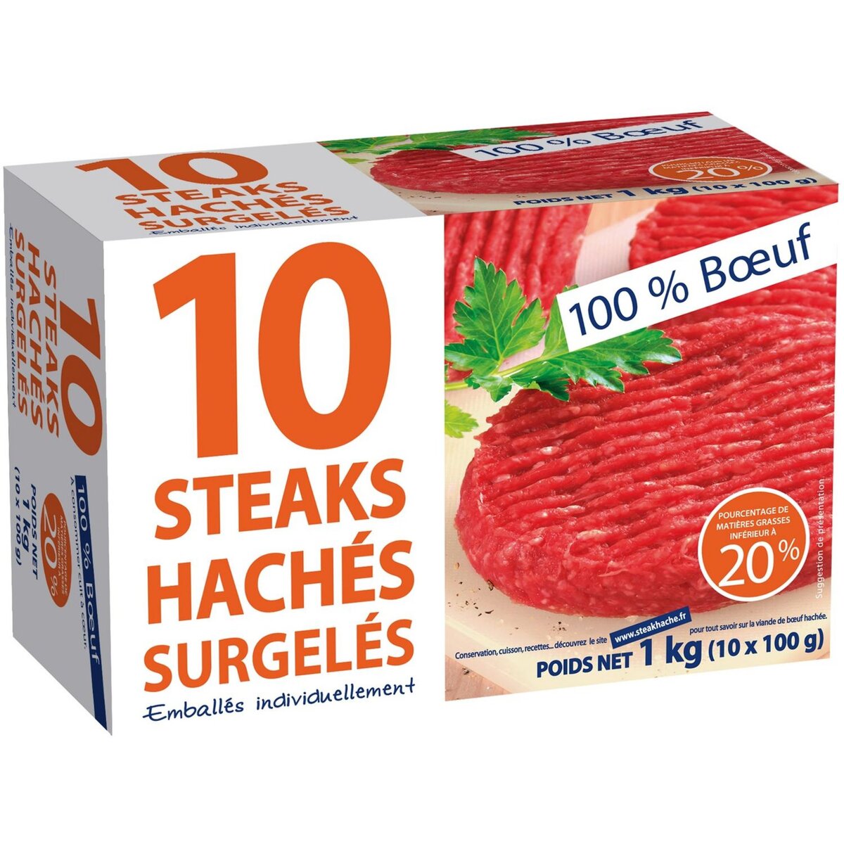 Steaks hachés 100% boeuf 10 steaks 100g