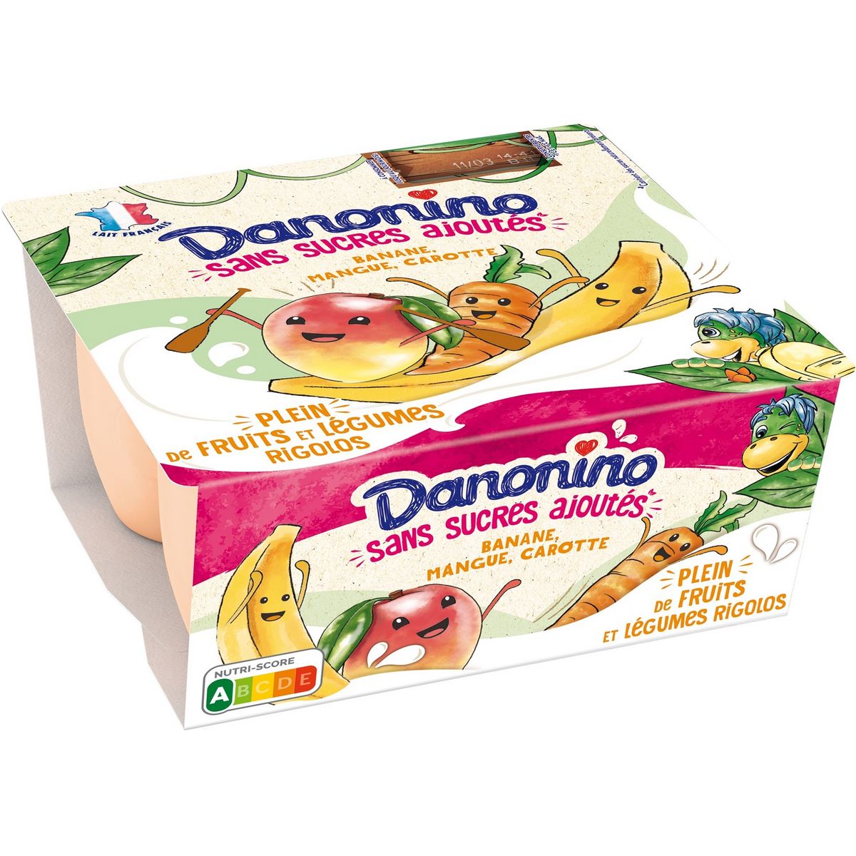 DANONINO Petits suisses banane mangue carotte 4x90g