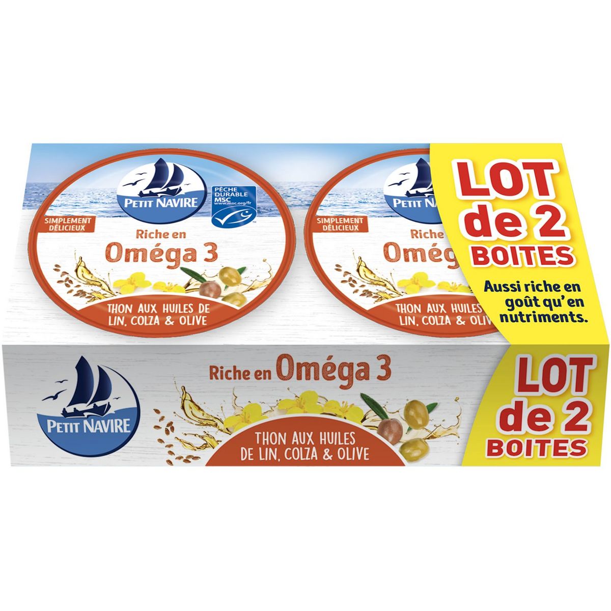 PETIT NAVIRE Thon aux 3 huiles riche en oméga 3 2 boîtes de 120g