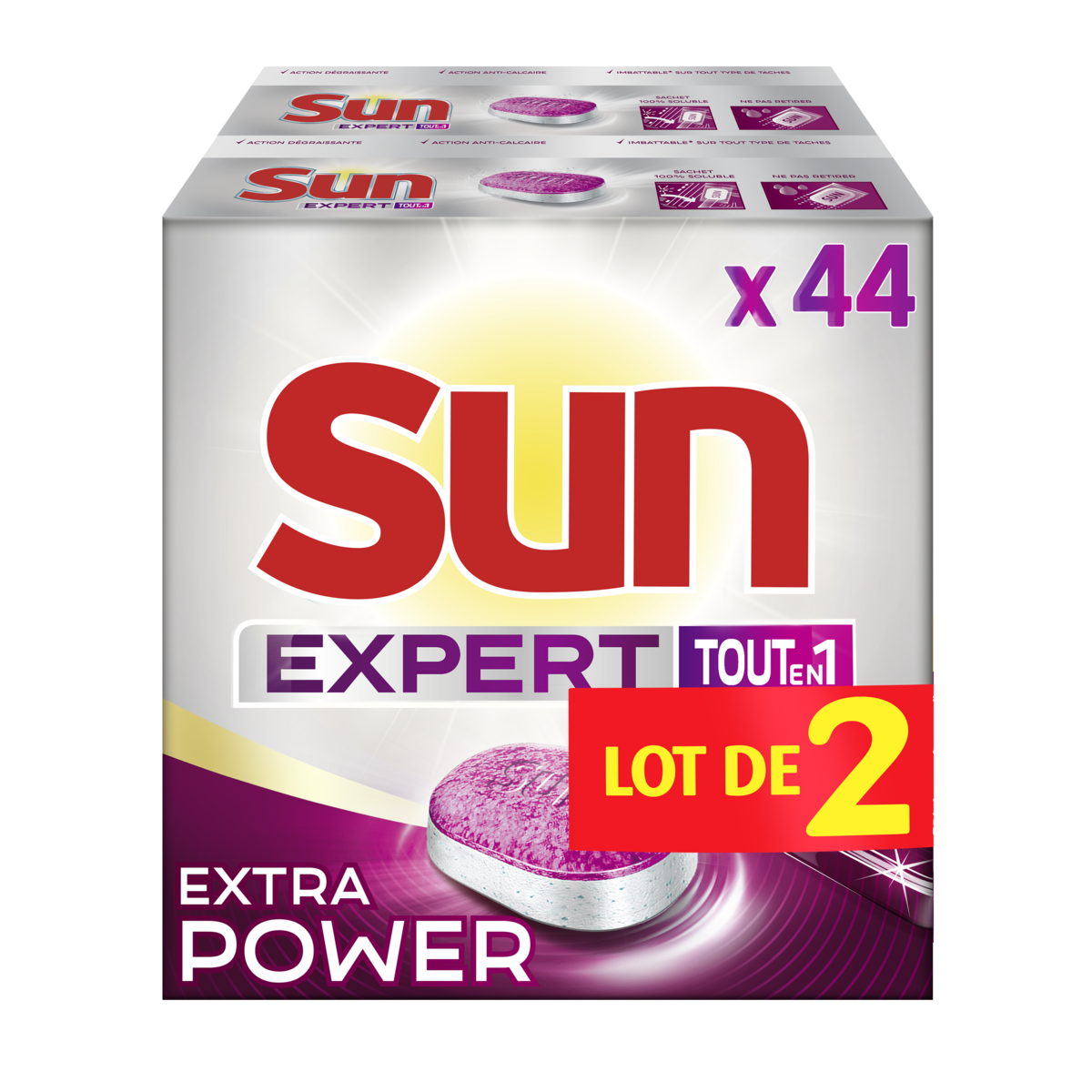 SUN Extra power tablettes lave vaisselle expert tout en 1 88 lavages 2x44 tablettes