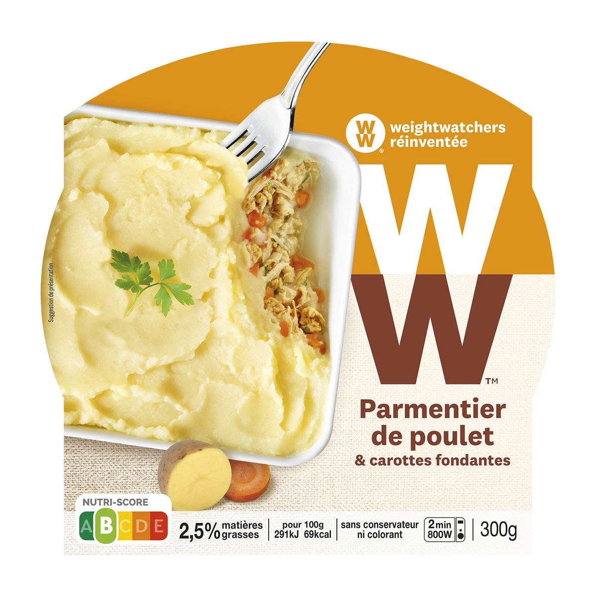 WEIGHT WATCHERS Parmentier de poulet carottes fondantes 1 part 300g