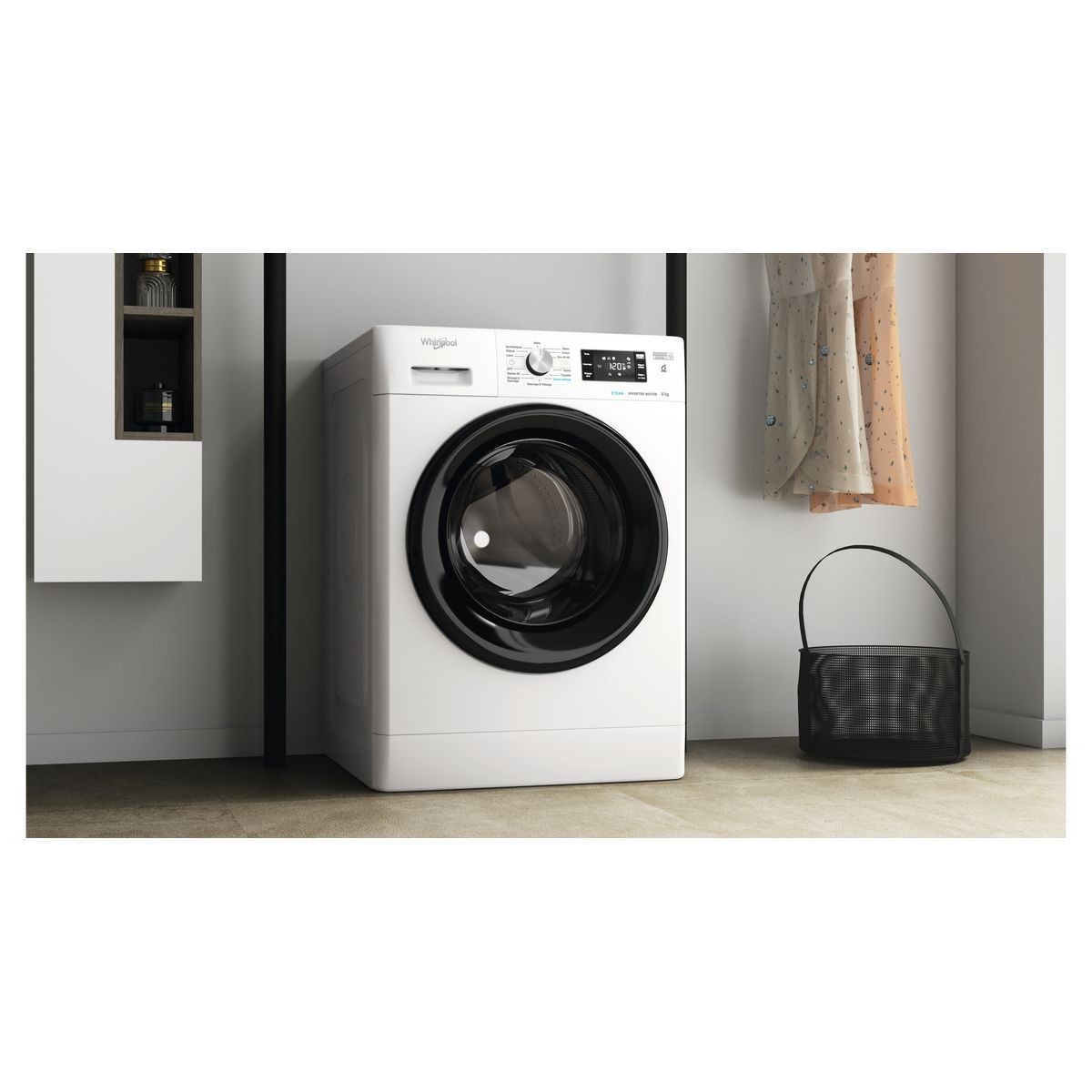 WHIRLPOOL Lave linge hublot FFB8458BVFR, 8 kg, 1400 T/min