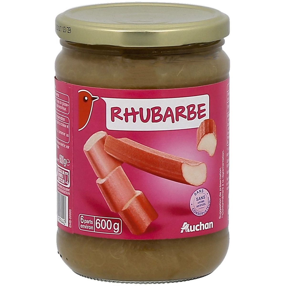 AUCHAN Compote de rhubarbe en bocal 600g