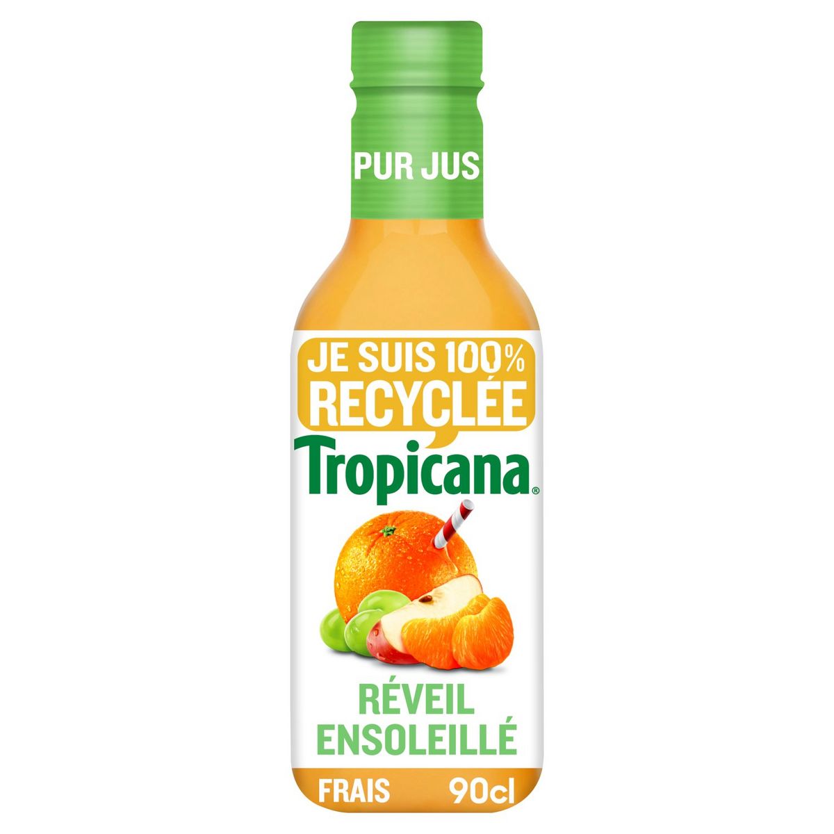 TROPICANA Réveil ensoleillé pur jus pomme raisin mandarine orange 90cl