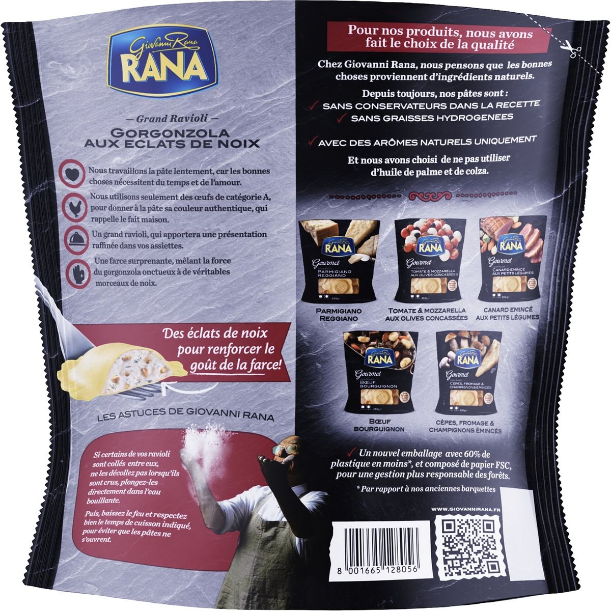 RANA Grand ravioli au gorgonzola et éclats de noix 2-3 portions 250g