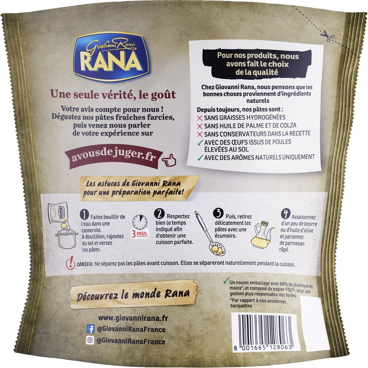 RANA Ravioli ricotta et épinards 2 portions 250g