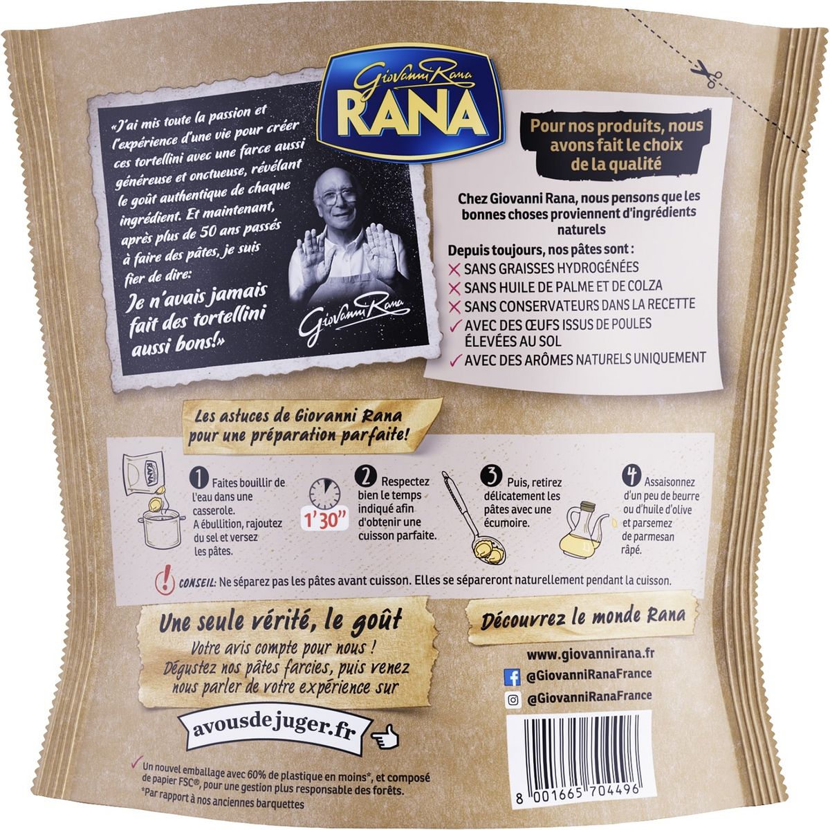 RANA Tortellini aux fromages italiens 2 portions 250g