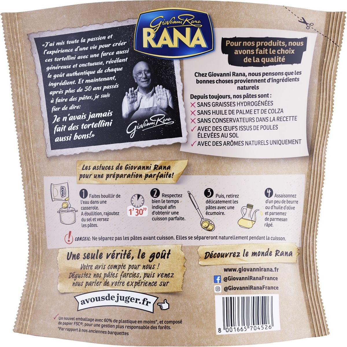 RANA Tortellini poulet à la paysanne 2 portions 250g