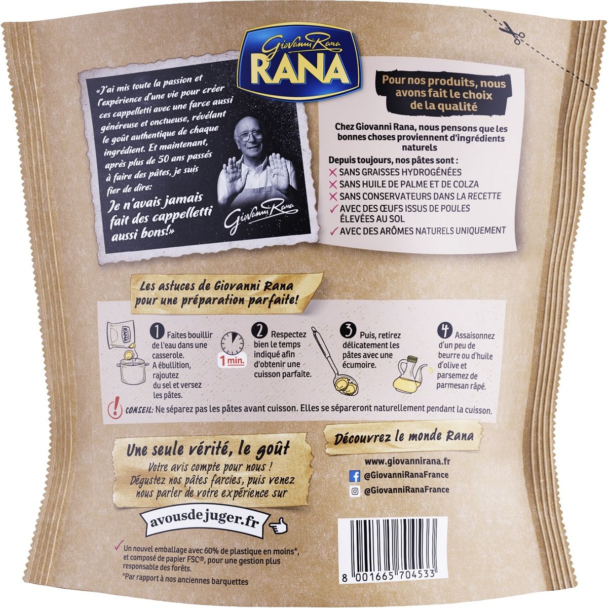 RANA Cappelletti au jambon cru 2 portions 250g