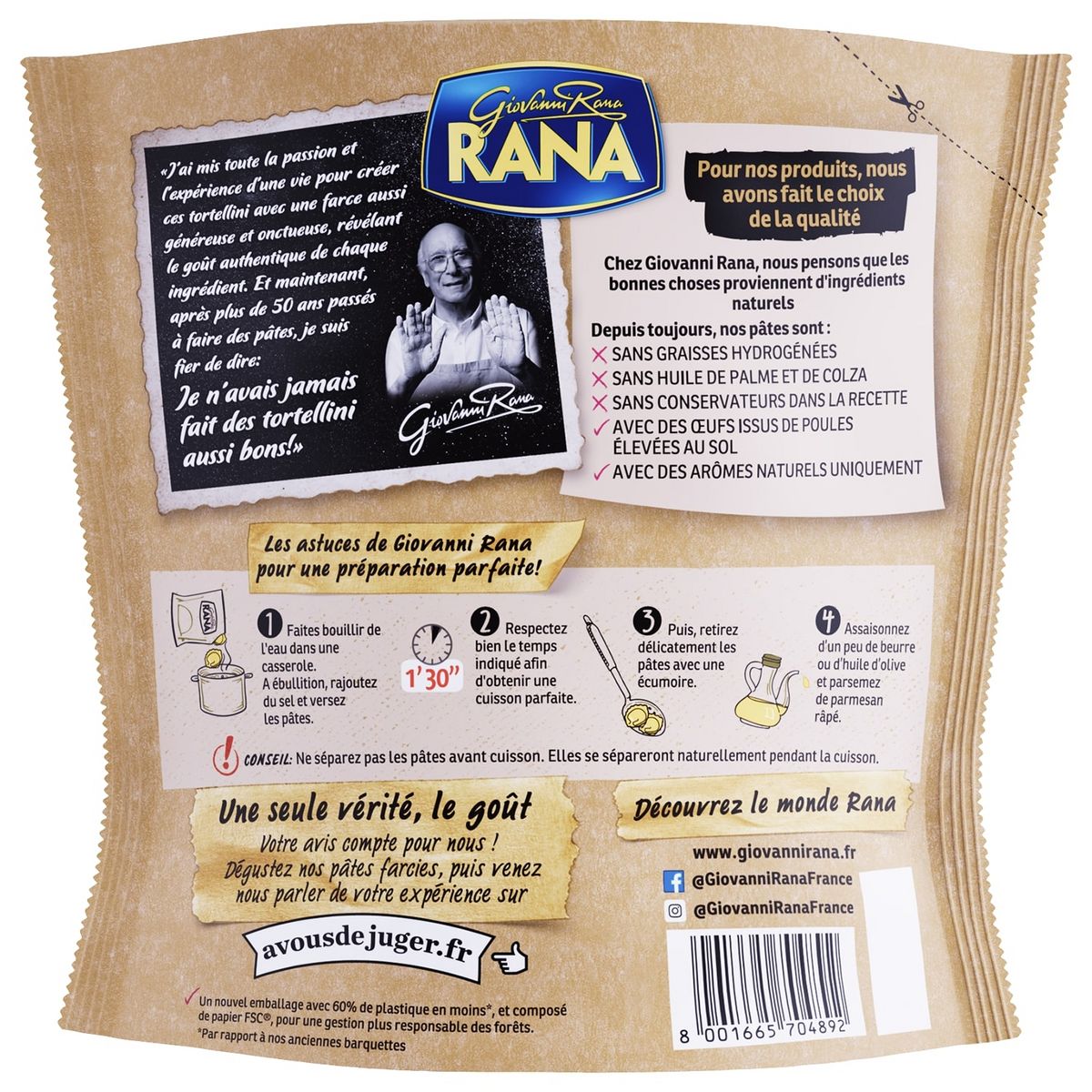 RANA Tortellini boeuf bolognaise 2 portions 250g