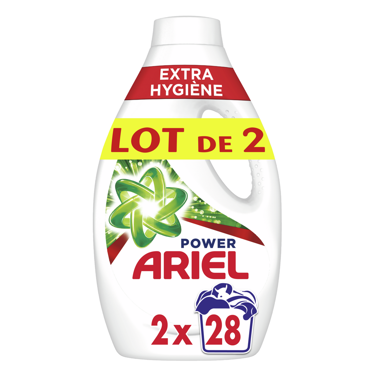 ARIEL Power Lessive liquide extra hygiène 2x28 lavages 3,08l pas cher 