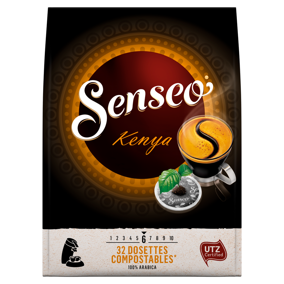 SENSEO Dosette de café sélection Kenya 100% arabica compatibles Senseo 32 dosettes 222g