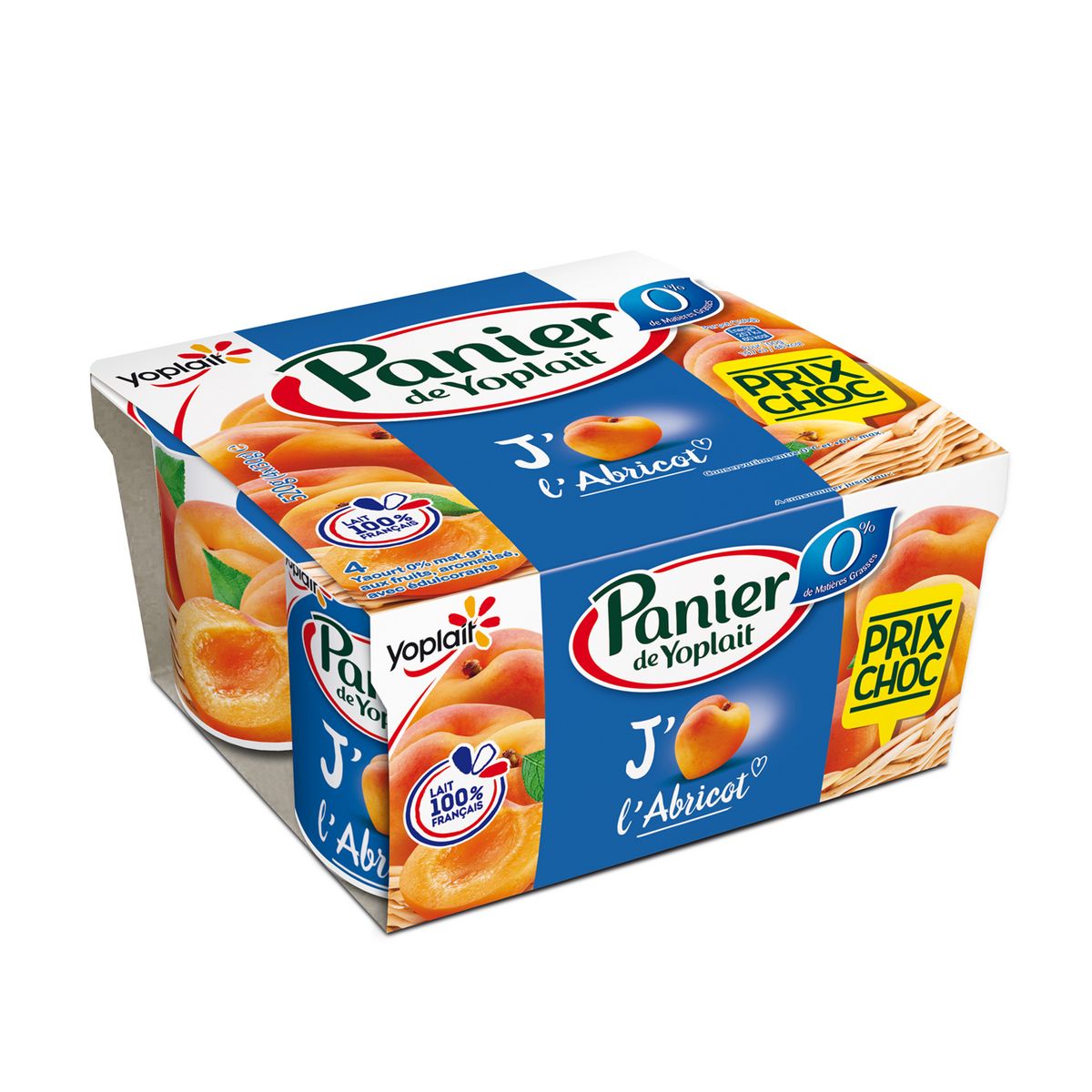 PANIER DE YOPLAIT Yaourt 0% matières grasses aromatisé abricot 4x130G