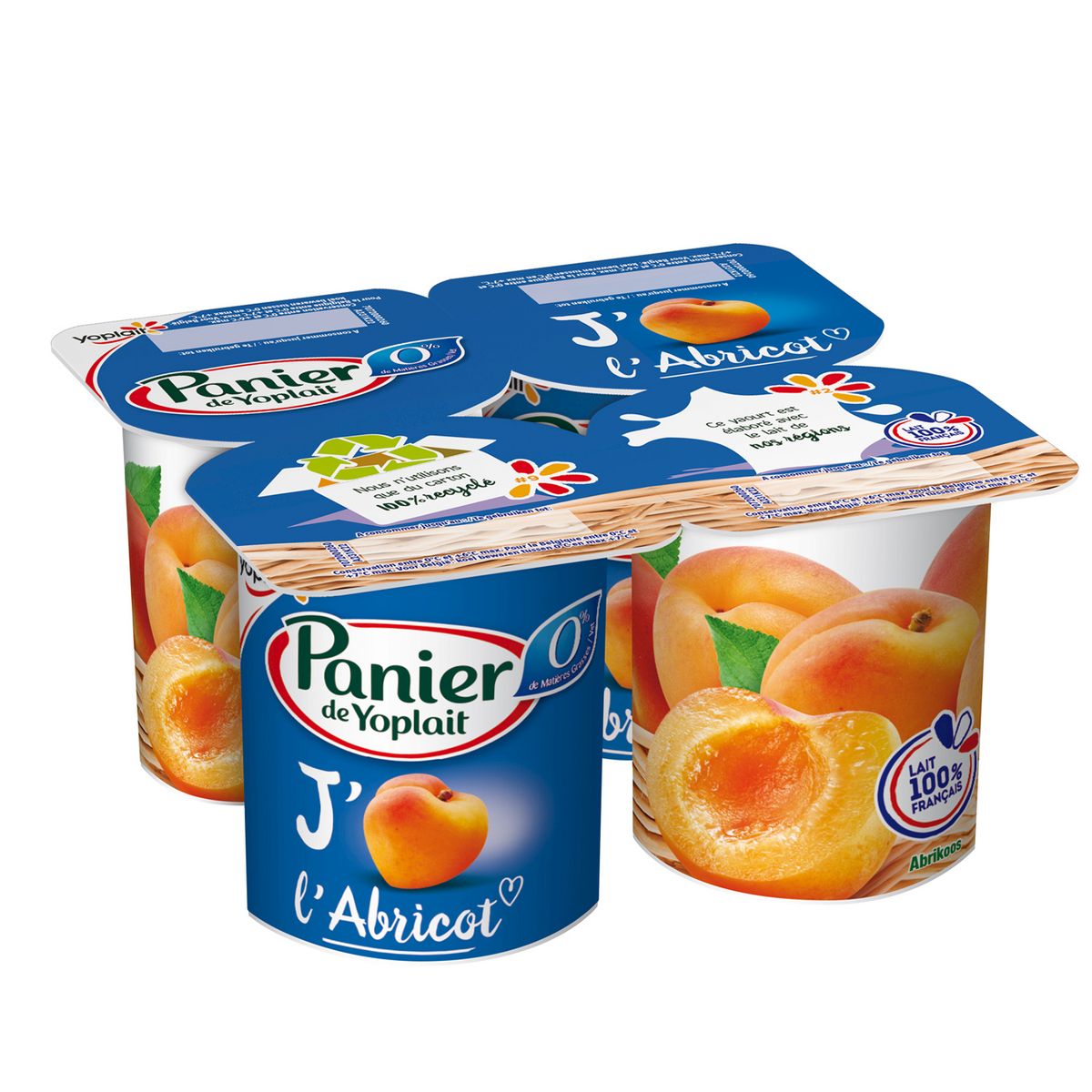 PANIER DE YOPLAIT Yaourt allégé à l'abricot 0%MG 4x130g