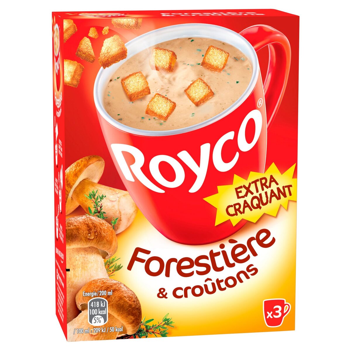 ROYCO Soupe instantanée forestière et croûtons 3 sachets 3x20cl