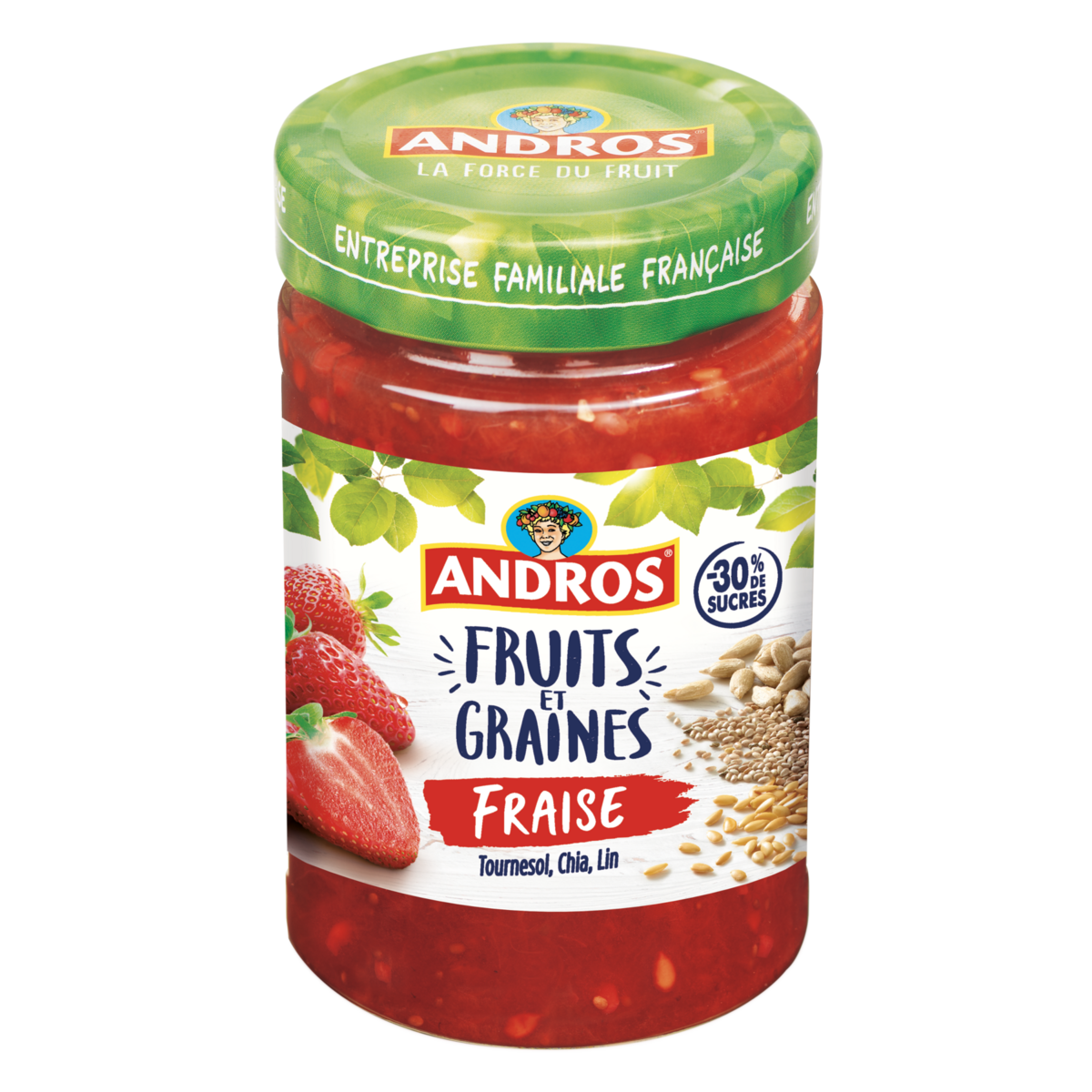 ANDROS Fruits et graines confiture fraise tournesol chia lin 320g