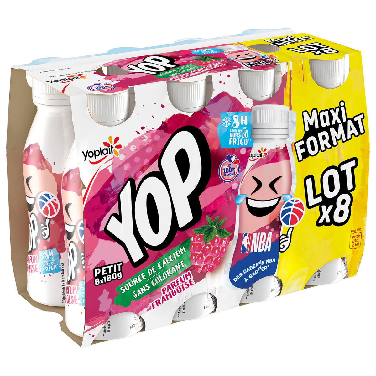 YOP Yaourt à boire à la framboise 8x180g pas cher - Auchan.fr