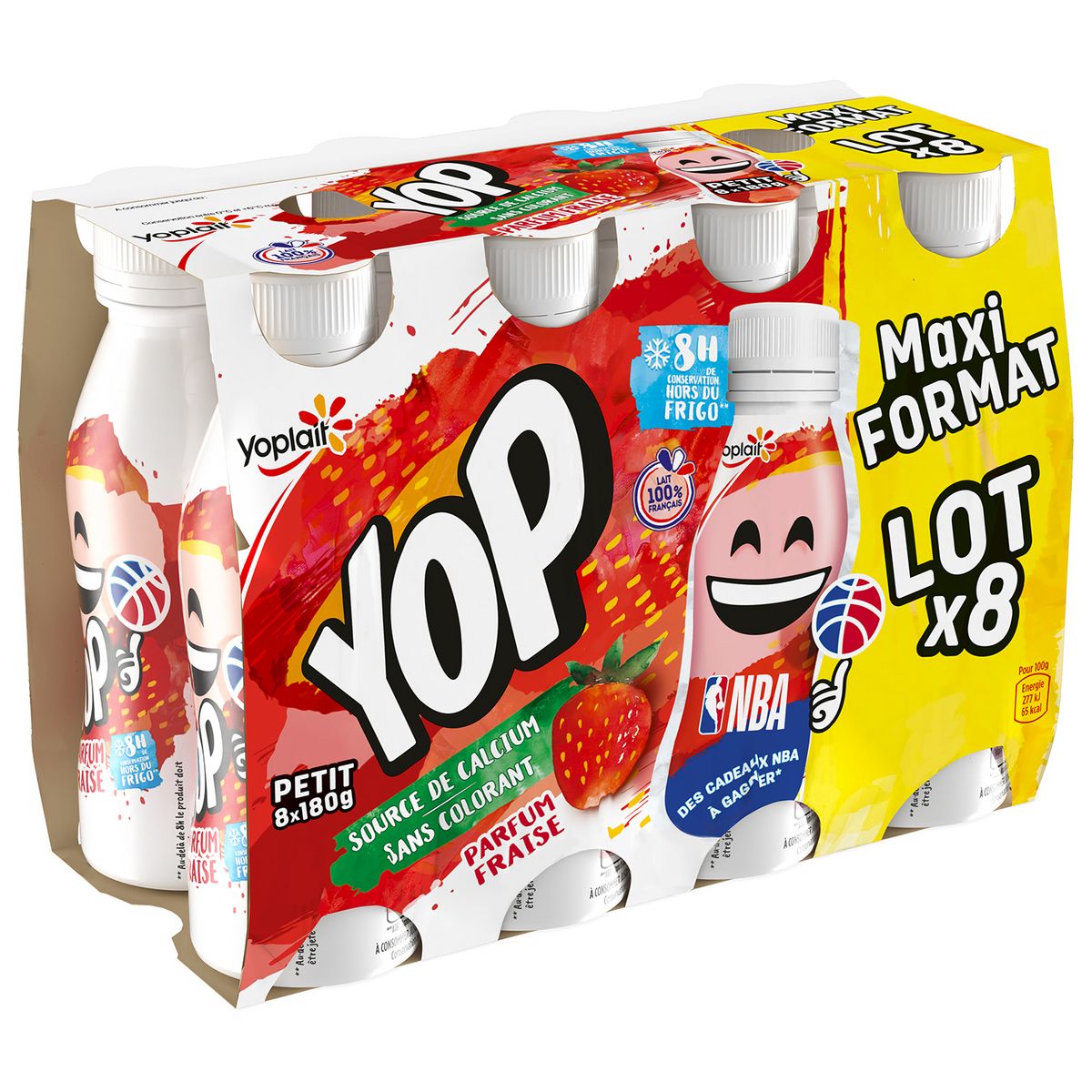 PTIT YOP Yaourt à boire à la fraise 8x180g