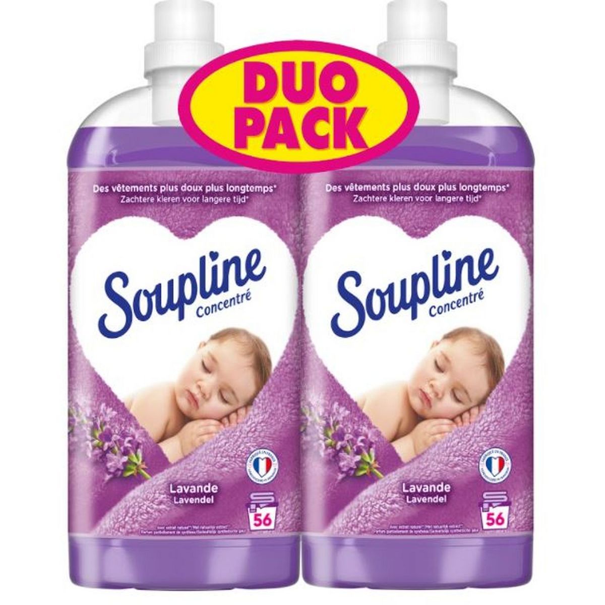 SOUPLINE Adoucissant concentré lavande 2x56 lavages 1.3l
