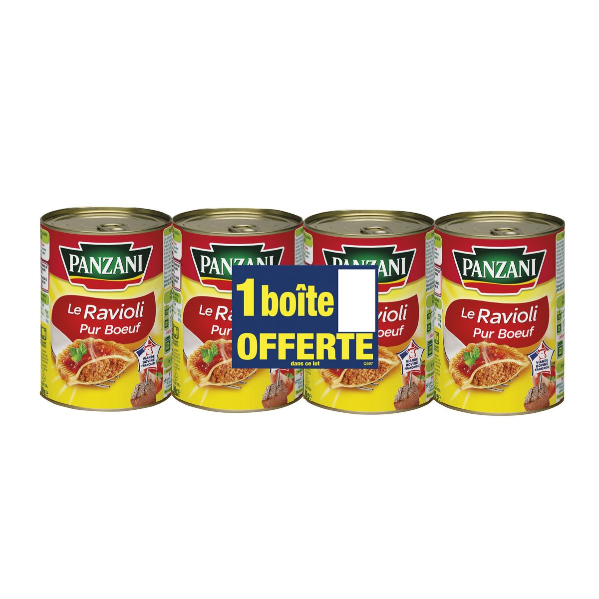 PANZANI Ravioli pur bœuf  3 boites +1 offerte 4x400g