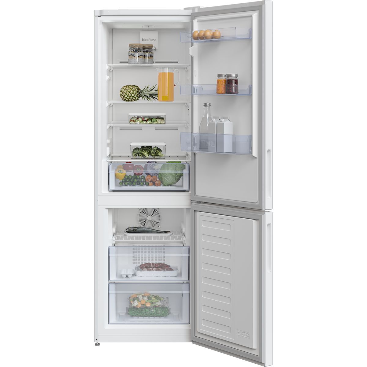 BEKO Réfrigérateur combiné RCNA366K34WN, 324 L, Froid ventilé