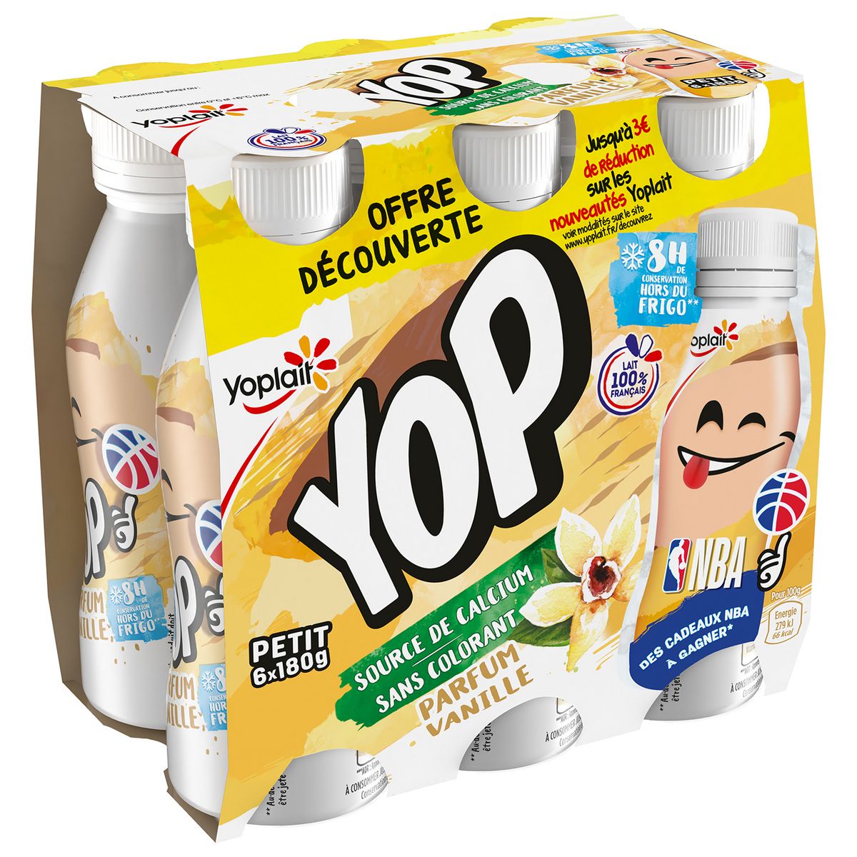 YOP Yaourt à boire à la vanille 6x180g