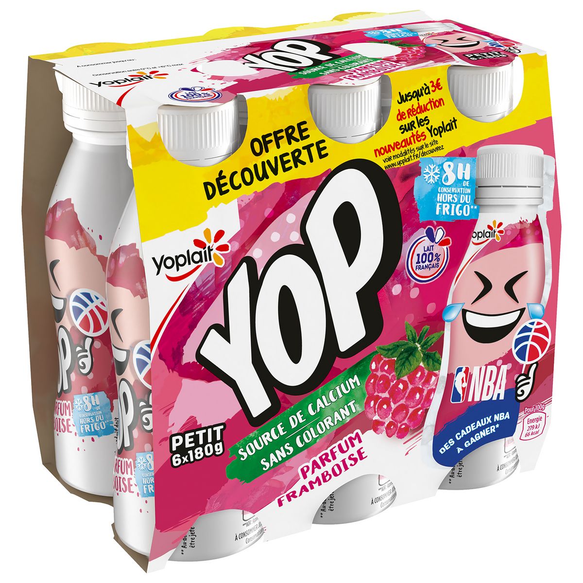 YOP Yaourt à boire à la framboise 6x180g