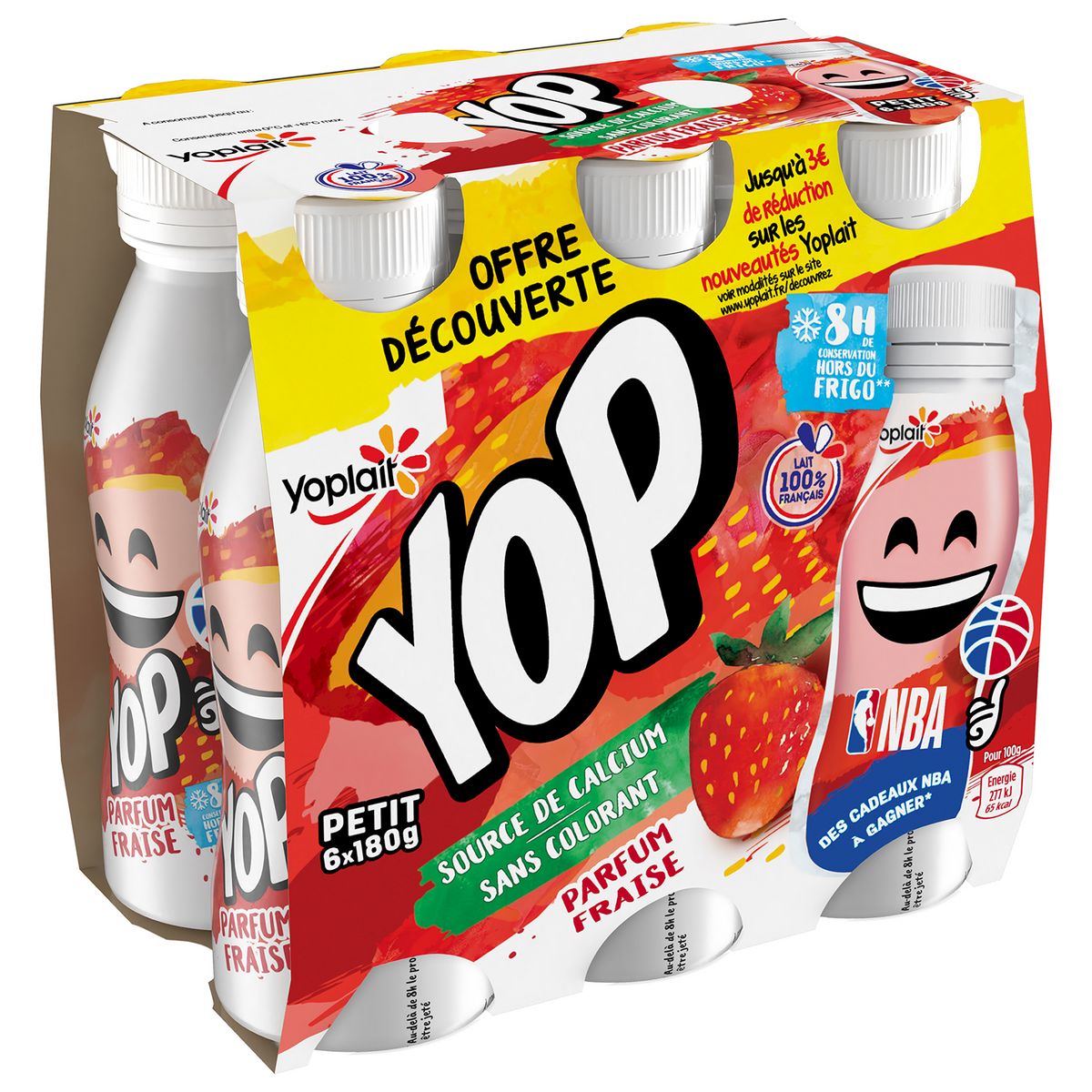 YOP Yaourt à boire à la fraise 6x180g
