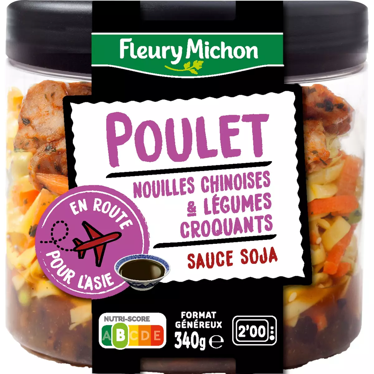 FLEURY MICHON Poulet avec nouilles chinoises et légumes croquants sauce soja 340g