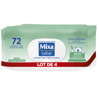 LOT DE 4 - BEBE CADUM : Lingettes bio 100% coton 120 lingettes