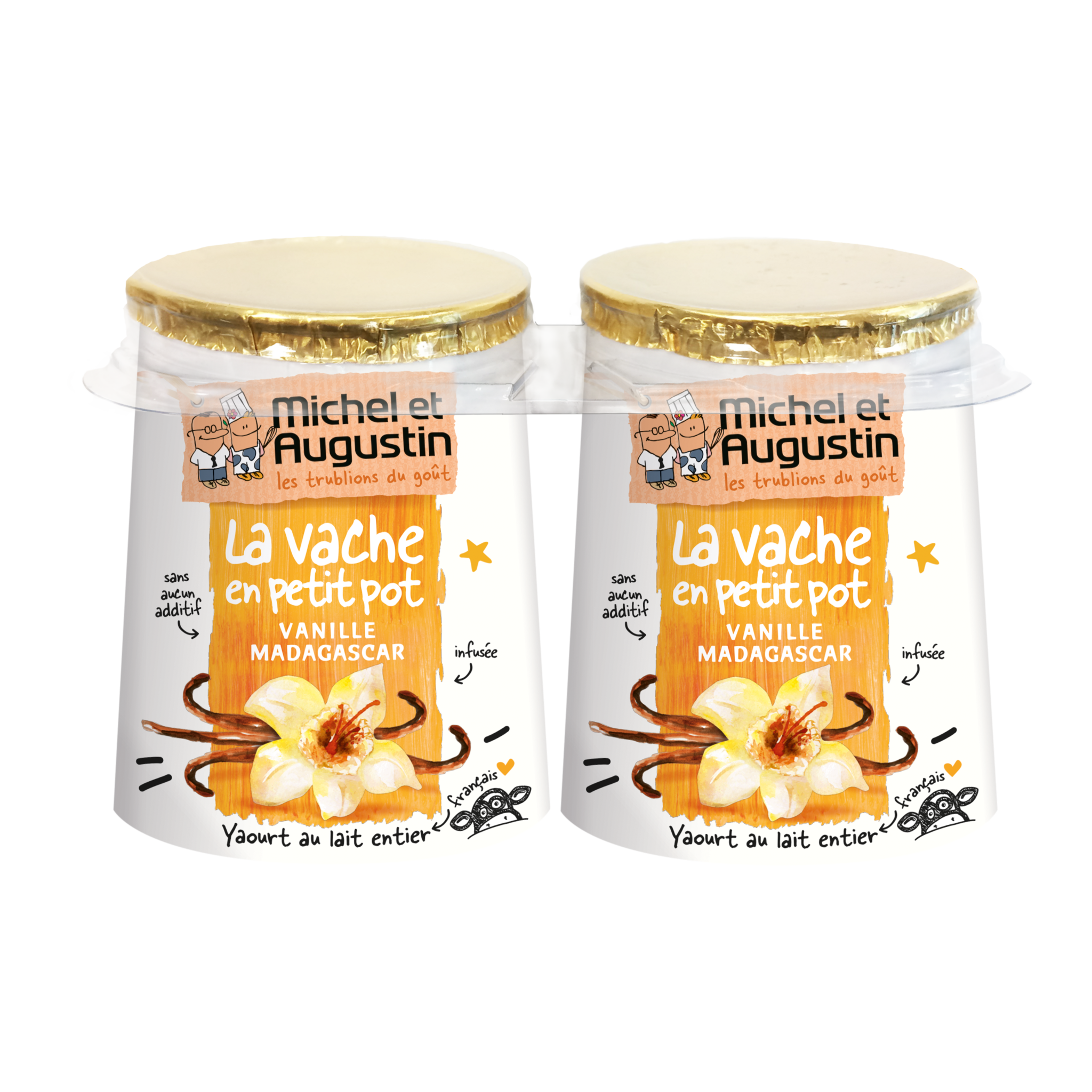 MICHEL ET AUGUSTIN Yaourt au lait entier infusé à la vanille de Madagascar 2x125g
