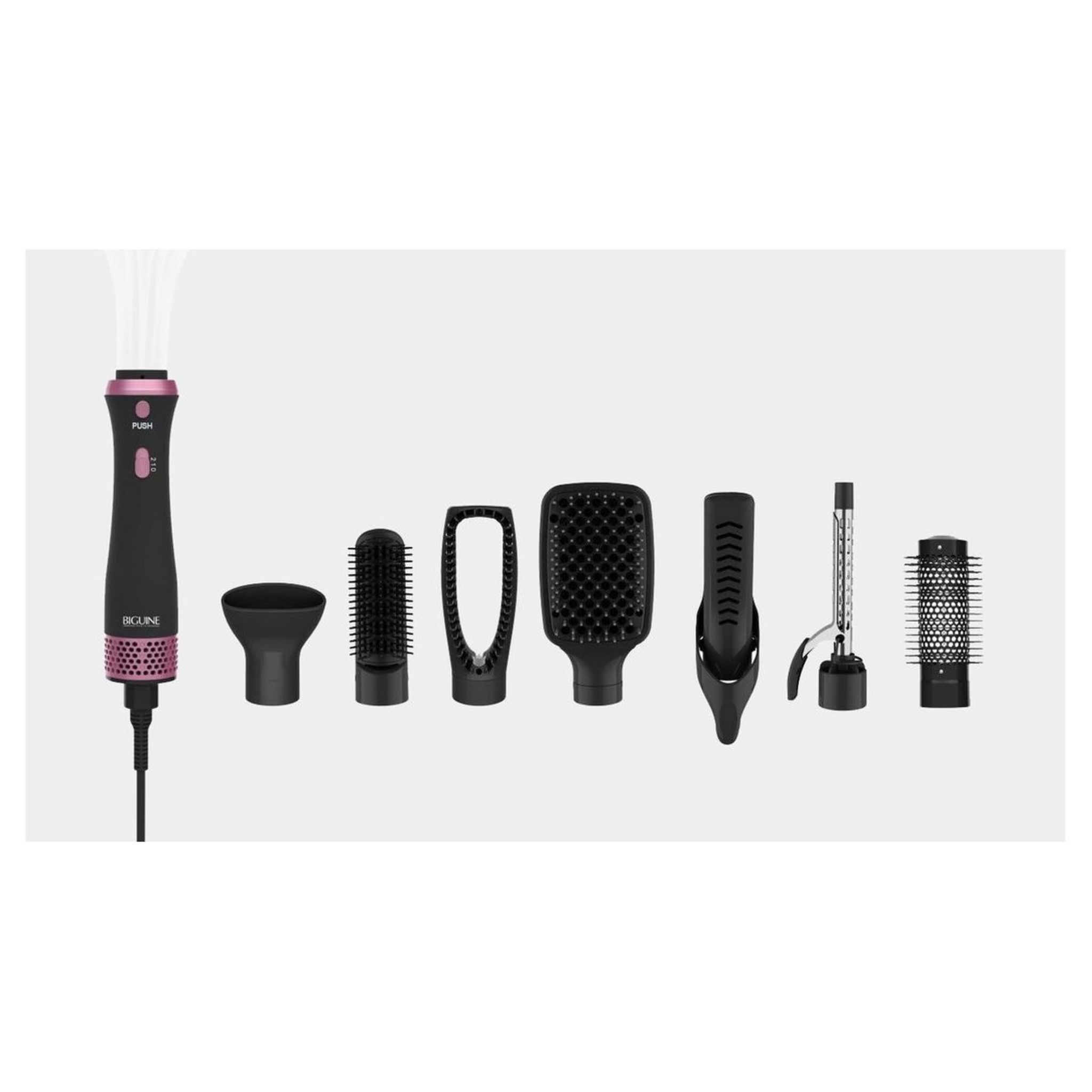 BIGUINE Kit sèche cheveux + Lisseur + Kit Brushing BG330 - Noir
