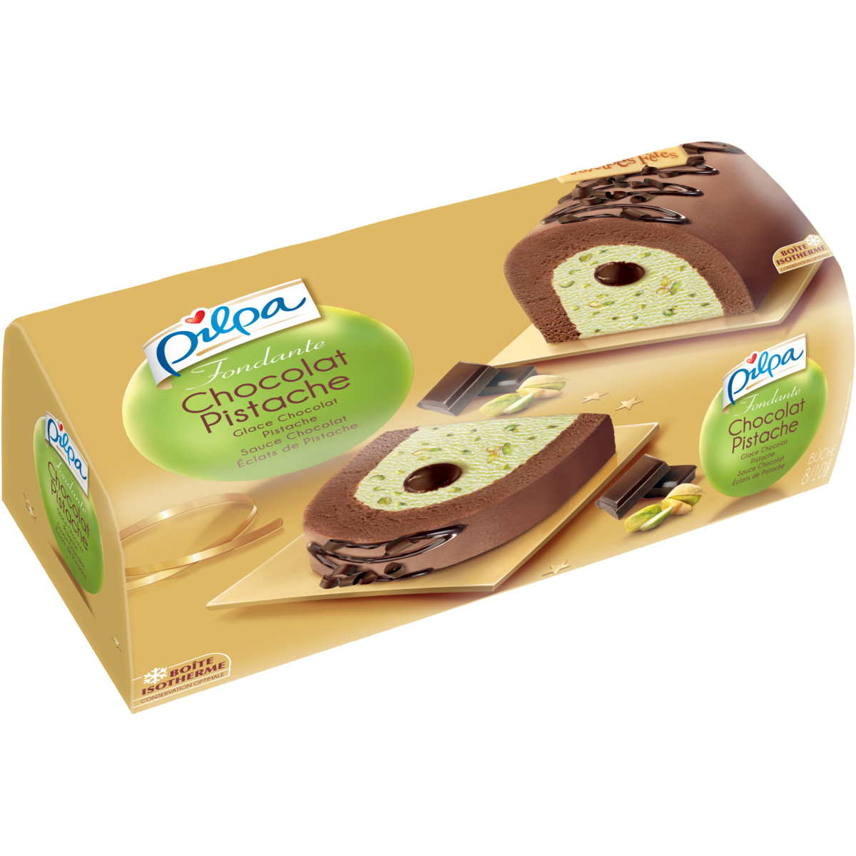 PILPA Bûche glacée fondante chocolat pistache 8-10 parts 541g