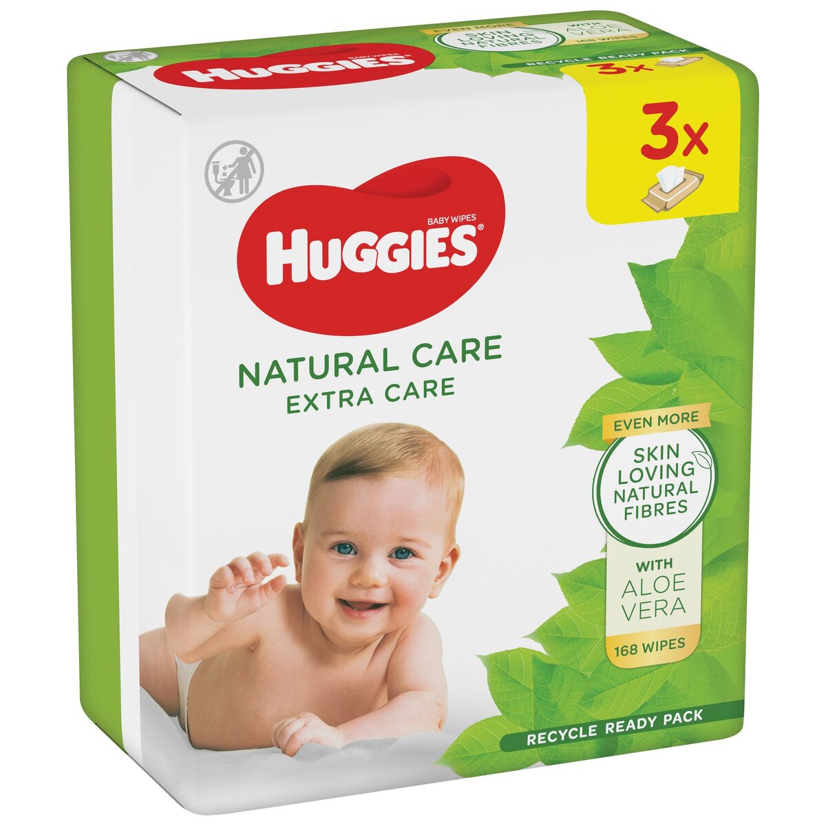 HUGGIES Natural care extra care lingettes à l'aloe vera pour bébé 3x56 lingettes