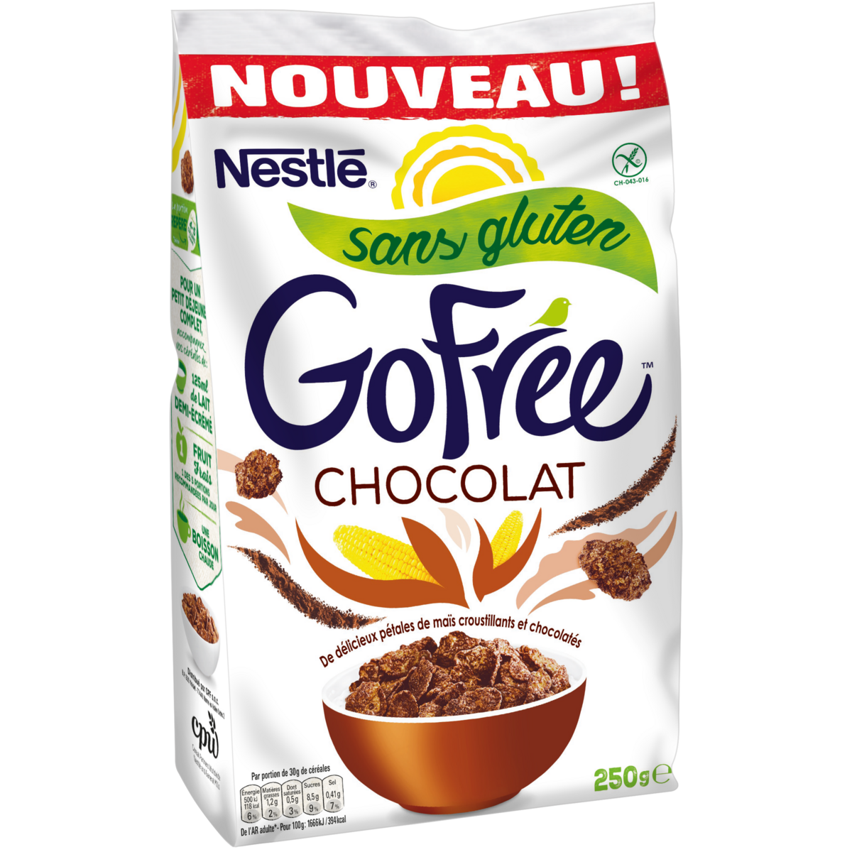 NESTLE GOFREE Pétales de maïs nature sans gluten 250g