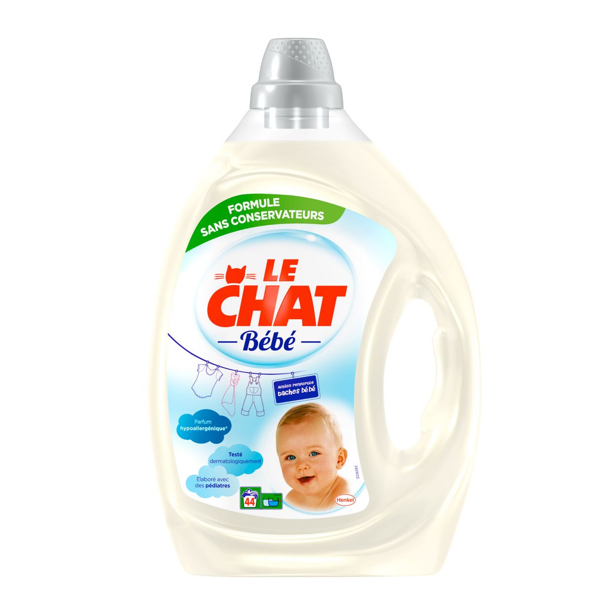 LE CHAT BEBE Lessive liquide élaboré avec des pédiatres 44 lavages 2,2l