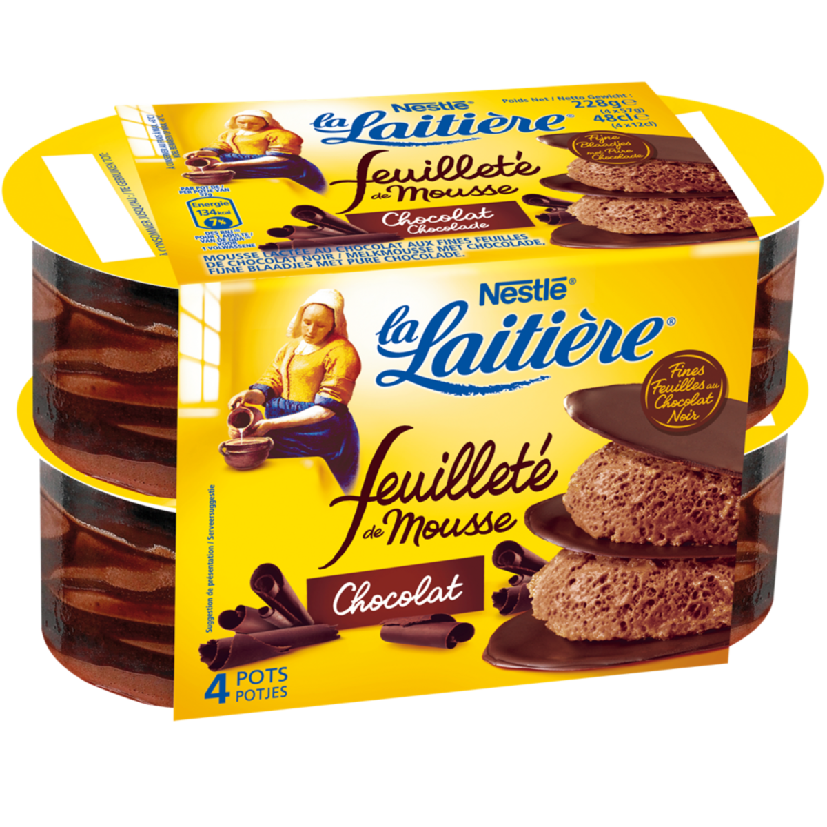 LA LAITIERE Feuilletés de mousse au chocolat 4x57g