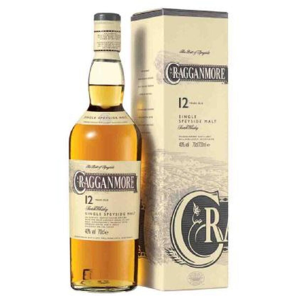 CRAGGANMORE Scotch whisky single malt ecossais Speyside 40% 12 ans avec étui 70cl