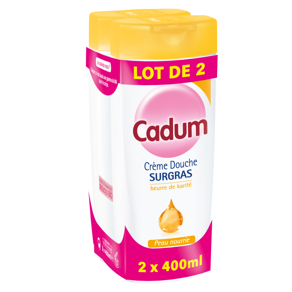 CADUM Crème de couche surgras au beurre de karité 2x400g